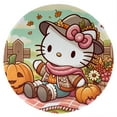 thumbnail image 1 of Hello Kitty Thanksgiving halloween Round Rug Washable Circle Rug Non Slip Round Doormat Anime Printed Flannel Round Entryway Rug Floor Carpet Round for Entrance, Entryway, Bedroom 31.5 Inch, 1 of 5