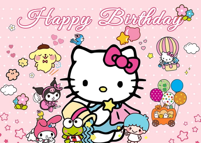 Hello Kitty Theme Background Photography Cartoon Backdrop Birthday ...