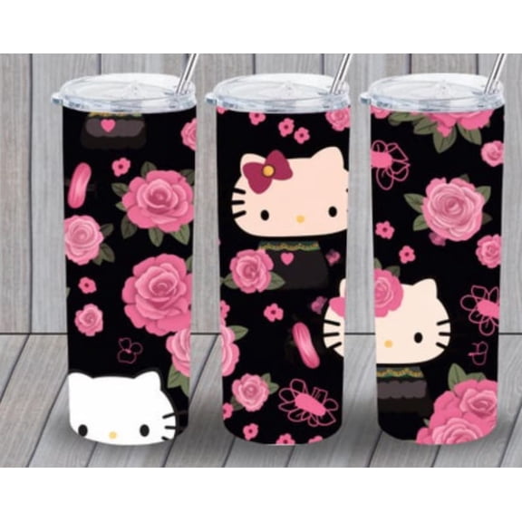 Hello Kitty This custom 20-oz tumbler keeps drinks cold for 6 hours and hot for 4 hours. It is made via sublimation and will not fade.