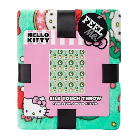 Hello Kitty Throw Blanket, 40x50 Inches, Mint Green wreath