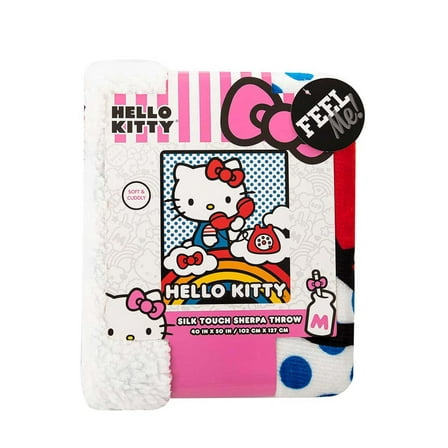 Hello Kitty Throw Blanket, 40x50, Multicolor, Silk Touch Sherpa, Polyester, 1 Each