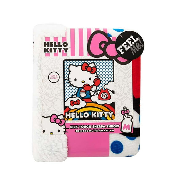 Hello Kitty Throw Blanket, 40x50, Multicolor, Silk Touch Sherpa, Polyester, 1 Each