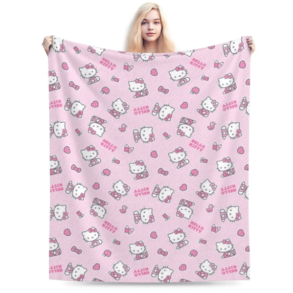 Hello Kitty Throw Blanket, Cozy Flannel Blankets For Boys Girls, Super Soft Warm Blanket For Couch Sofa Bed