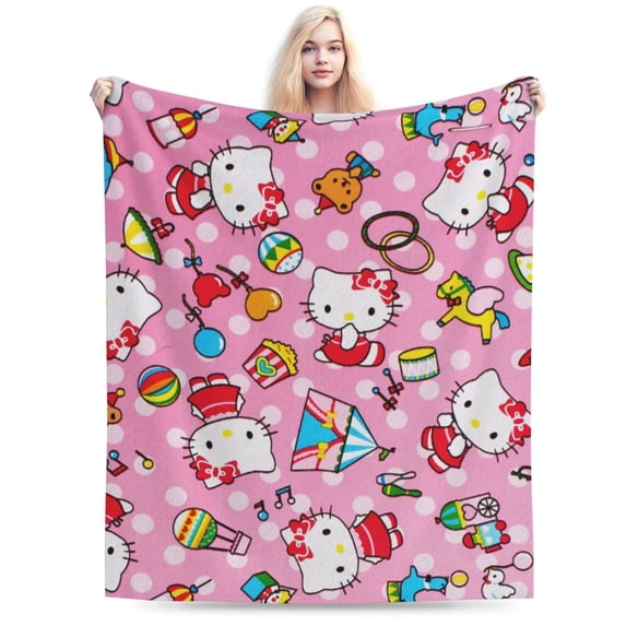Hello Kitty Throw Blanket, Cozy Flannel Blankets For Boys Girls, Super Soft Warm Blanket For Couch Sofa Bed