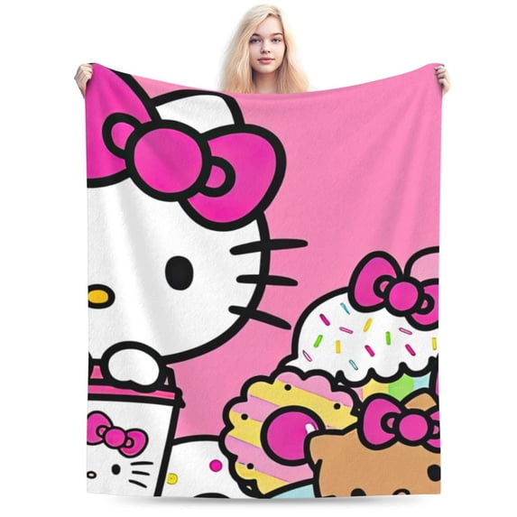 Hello Kitty Throw Blanket, Cozy Flannel Blankets For Boys Girls, Super Soft Warm Blanket For Couch Sofa Bed