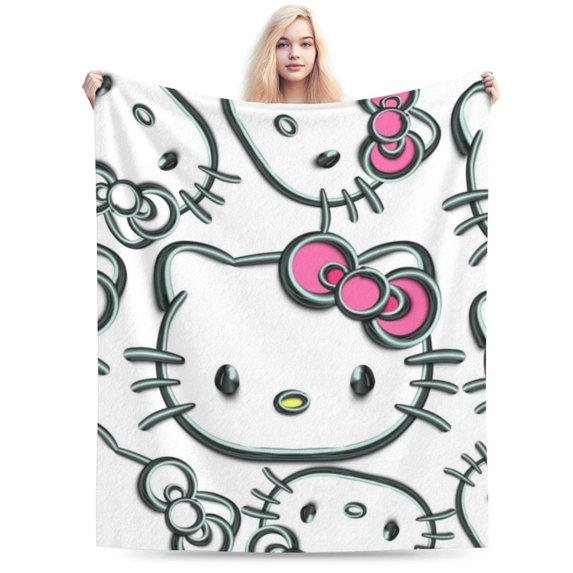Hello Kitty Throw Blanket, Cozy Flannel Blankets For Boys Girls, Super Soft Warm Blanket For Couch Sofa Bed