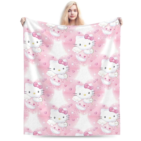 Hello Kitty Throw Blanket, Cozy Flannel Blankets For Boys Girls, Super Soft Warm Blanket For Couch Sofa Bed