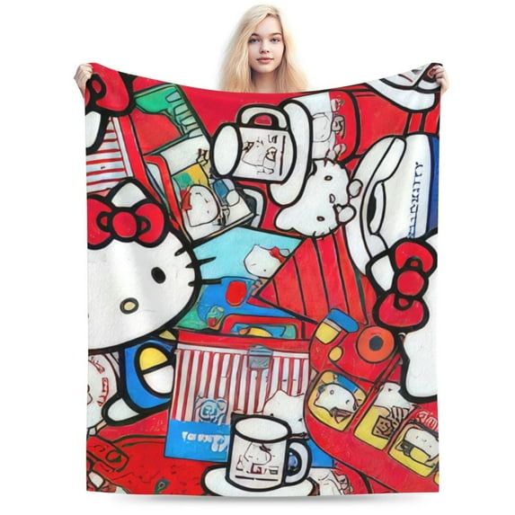 Hello Kitty Throw Blanket, Cozy Flannel Blankets For Boys Girls, Super Soft Warm Blanket For Couch Sofa Bed