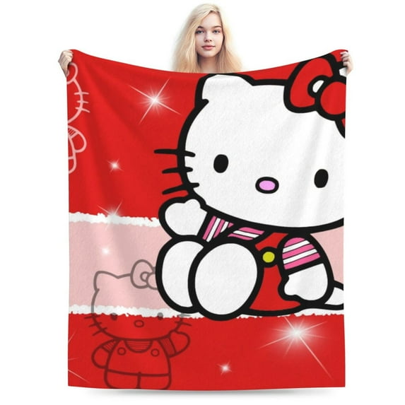 Hello Kitty Throw Blanket, Cozy Flannel Blankets For Boys Girls, Super Soft Warm Blanket For Couch Sofa Bed