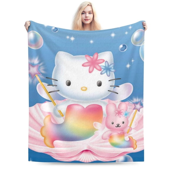 Hello Kitty Throw Blanket, Cozy Flannel Blankets For Boys Girls, Super Soft Warm Blanket For Couch Sofa Bed