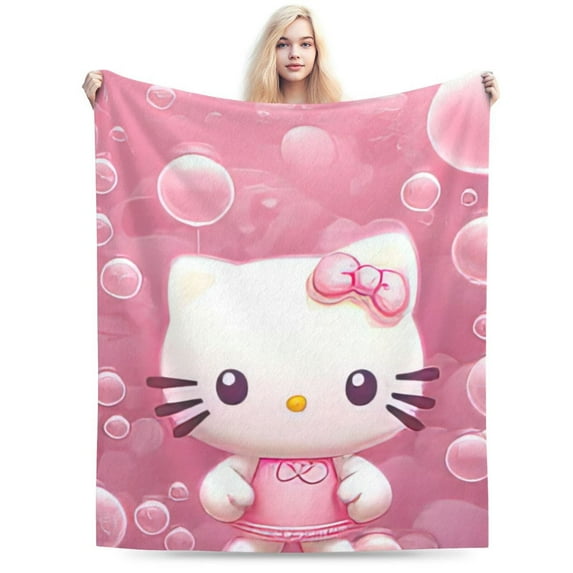 Hello Kitty Throw Blanket, Cozy Flannel Blankets For Boys Girls, Super Soft Warm Blanket For Couch Sofa Bed