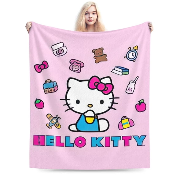 Hello Kitty Throw Blanket, Cozy Flannel Blankets For Boys Girls, Super Soft Warm Blanket For Couch Sofa Bed