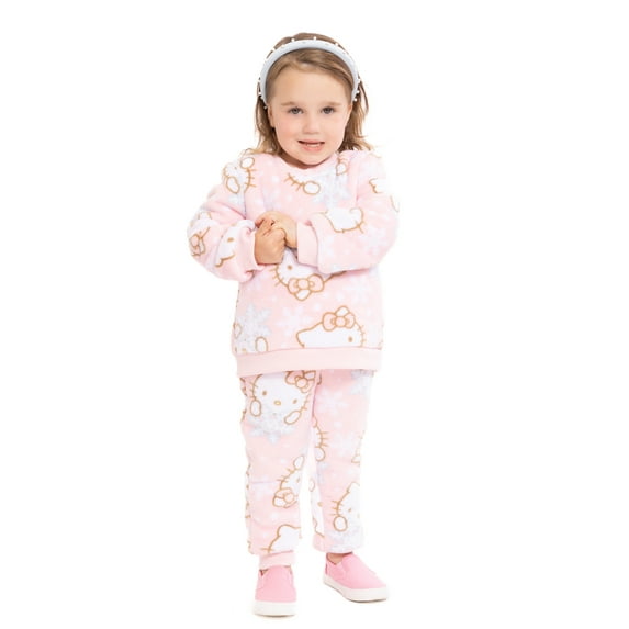 Hello Kitty Toddler Girls Plush Printed Sweatshirt and Jogger Pants Set, 2-Piece, Sizes 12M-5T