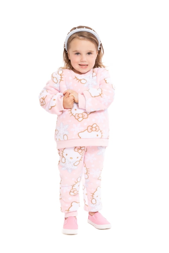 Toddler Girls Plush Printed Sweatshirt and Jogger Pants Set, 2-Piece, Sizes 12M-5T