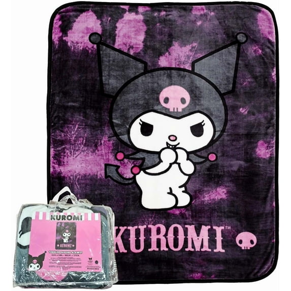 Hello Kitty Toddler Blanket, Super Soft Raschel, (Bad Kuromi), Flannel Fleece Bed Blanket, Soft Warm Cozy Plush Throw Blanket for Women Birthday Christmas, Home Living Room Decor
