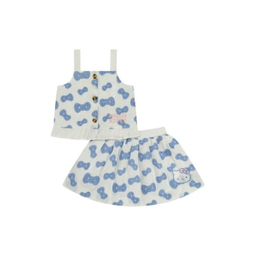 Hello Kitty Toddler Girl 2 Piece Eyelet Skirt Set, Sizes 12 Months-5T