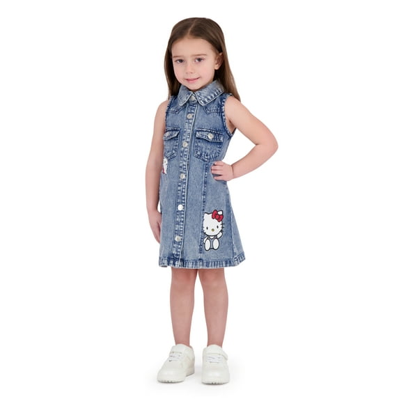 Hello Kitty Toddler Girl Denim Sleeveless Dress, Sizes 12 Months-5T