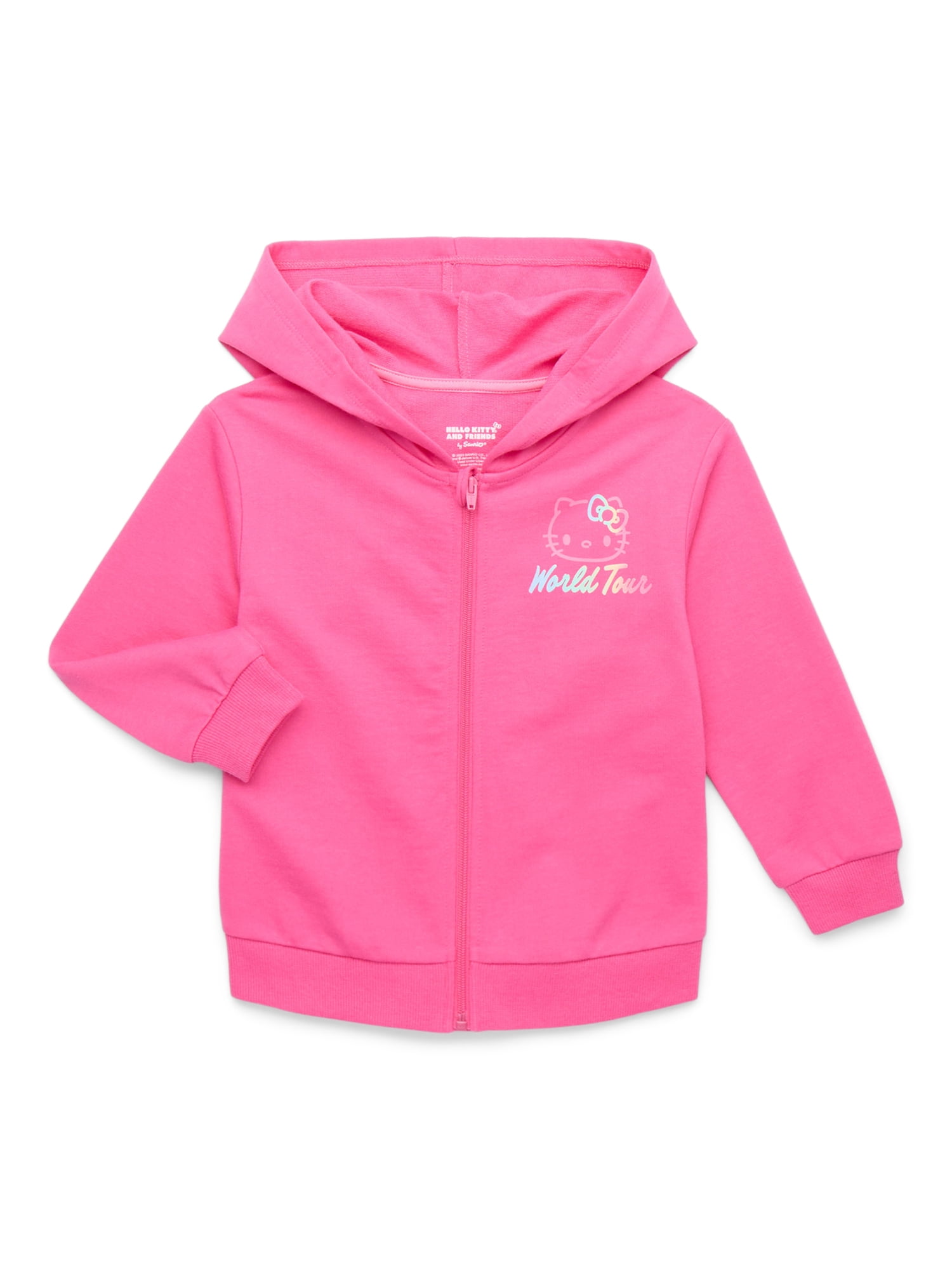 Hello Kitty Toddler Girls' Full-Zip Hoodie with Front & Back Graphics, Sizes 12M-5T
