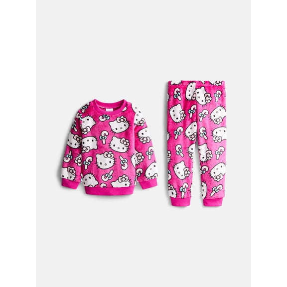 Hello Kitty Toddler Girls Crewneck Sweatshirt and Jogger Pants Set, 2 Piece, Sizes 12M-5T