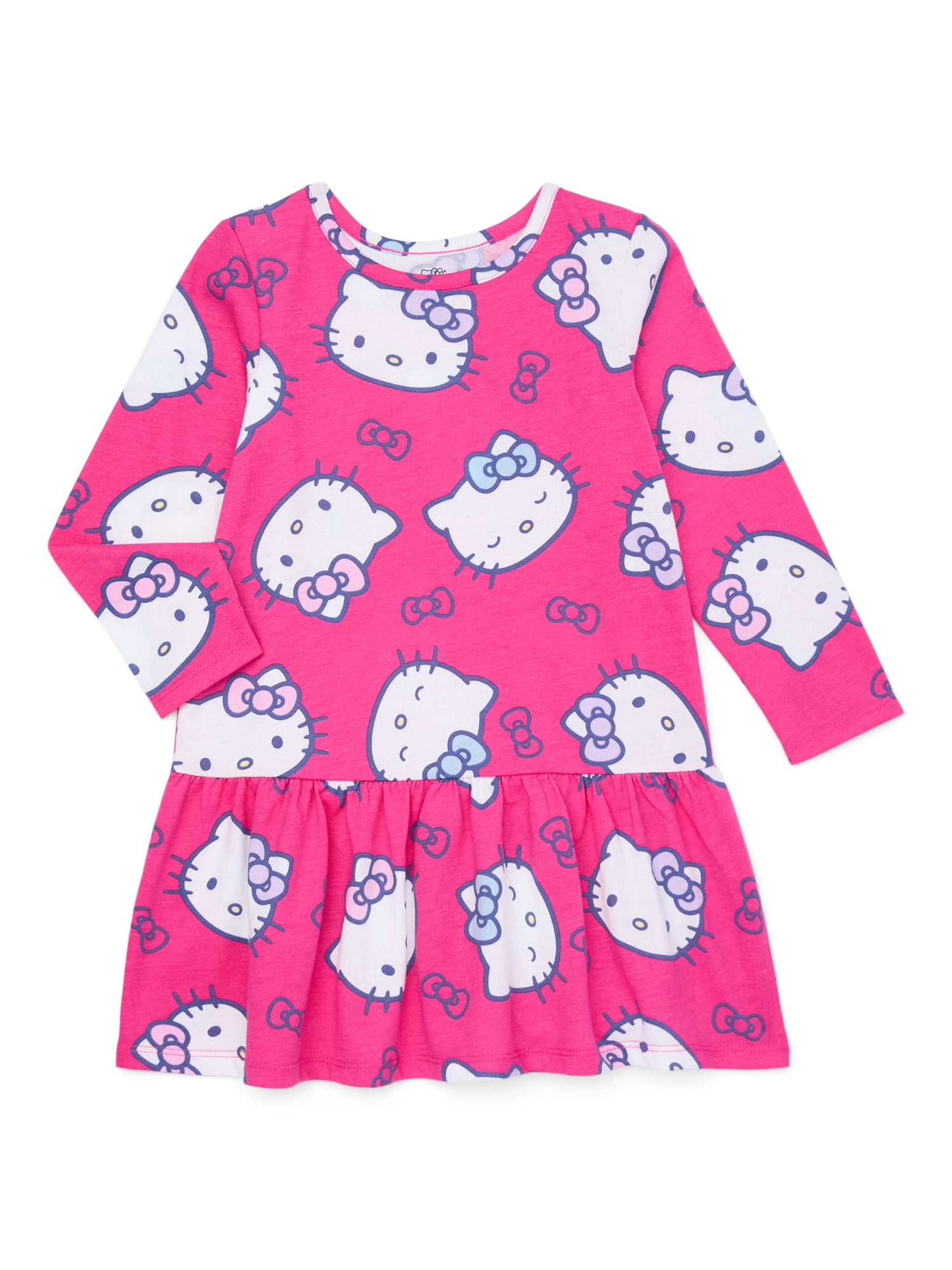 Hello Kitty Toddler Girls Print Drop Waist Dress with Long Sleeves ...
