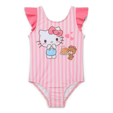 Sanrio Hello Kitty Toddler Girls One-Piece Swimsuit with UPF 50+, Sizes 2T-4T