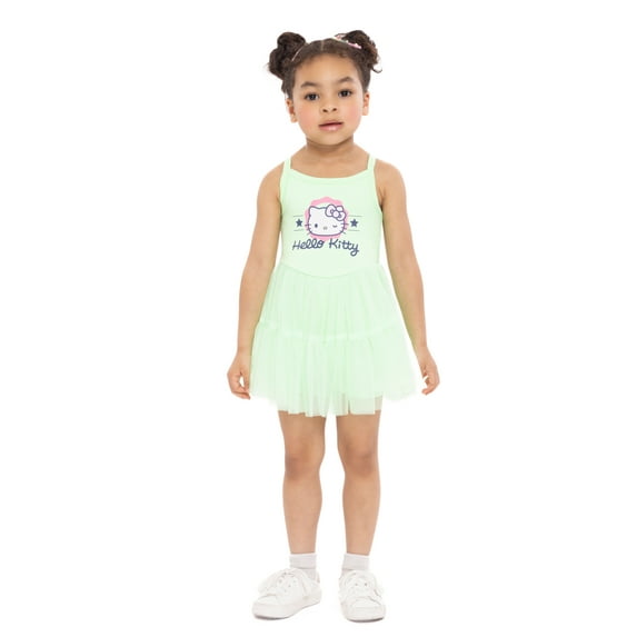 Hello Kitty Toddler Girl Sleeveless Graphic Tulle Skirted Romper, Sizes 12 Months-5T