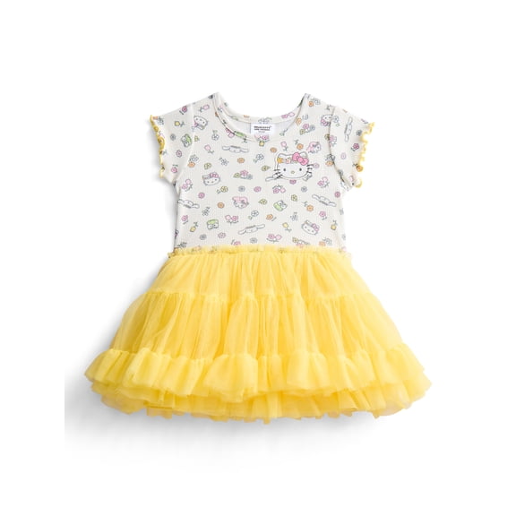 Hello Kitty Toddler Girls Graphic Tutu Dress with Short Sleeves, Sizes 12M-5T