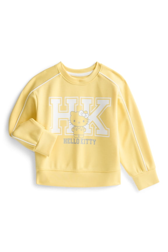 Hello Kitty Toddler Girls Active Graphic Crewneck Sweatshirt with Long Sleeves, Sizes 12M-3T