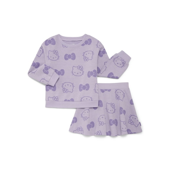 Sanrio Toddler Girls Hello Kitty Intarsia Graphic Sweater and Skirt Set, 2-Piece, Sizes 12M-5T