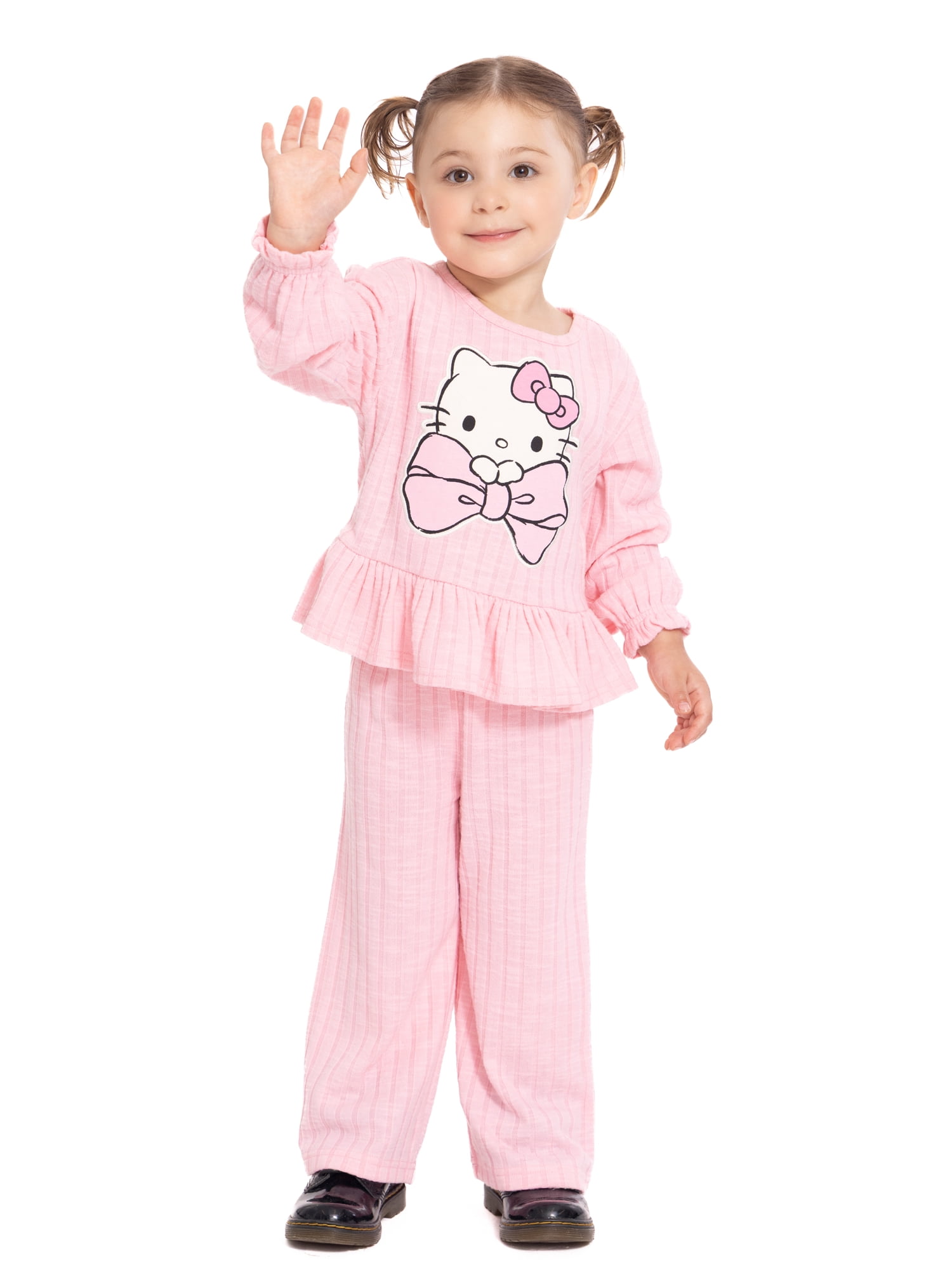 Toddler Girls Long Sleeve Appliqué Peplum Top and Pants Set, 2-Piece, Sizes 12M-5T