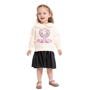 Hello Kitty Toddler Girls' Mixed Graphic Collared Dress with Long Sleeves, Sizes 12M-5T