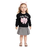 HELLOKITTYFRIENDS Hello Kitty Toddler Girls' Graphic Sweatshirt and Checkered Skirt Set, 2-Piece, Sizes 12M-5T