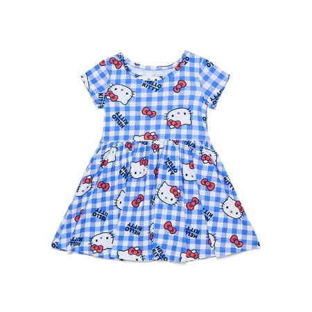 Hello Kitty Toddler Girl Allover Print Dress with Short Sleeves, Sizes 12M-5T
