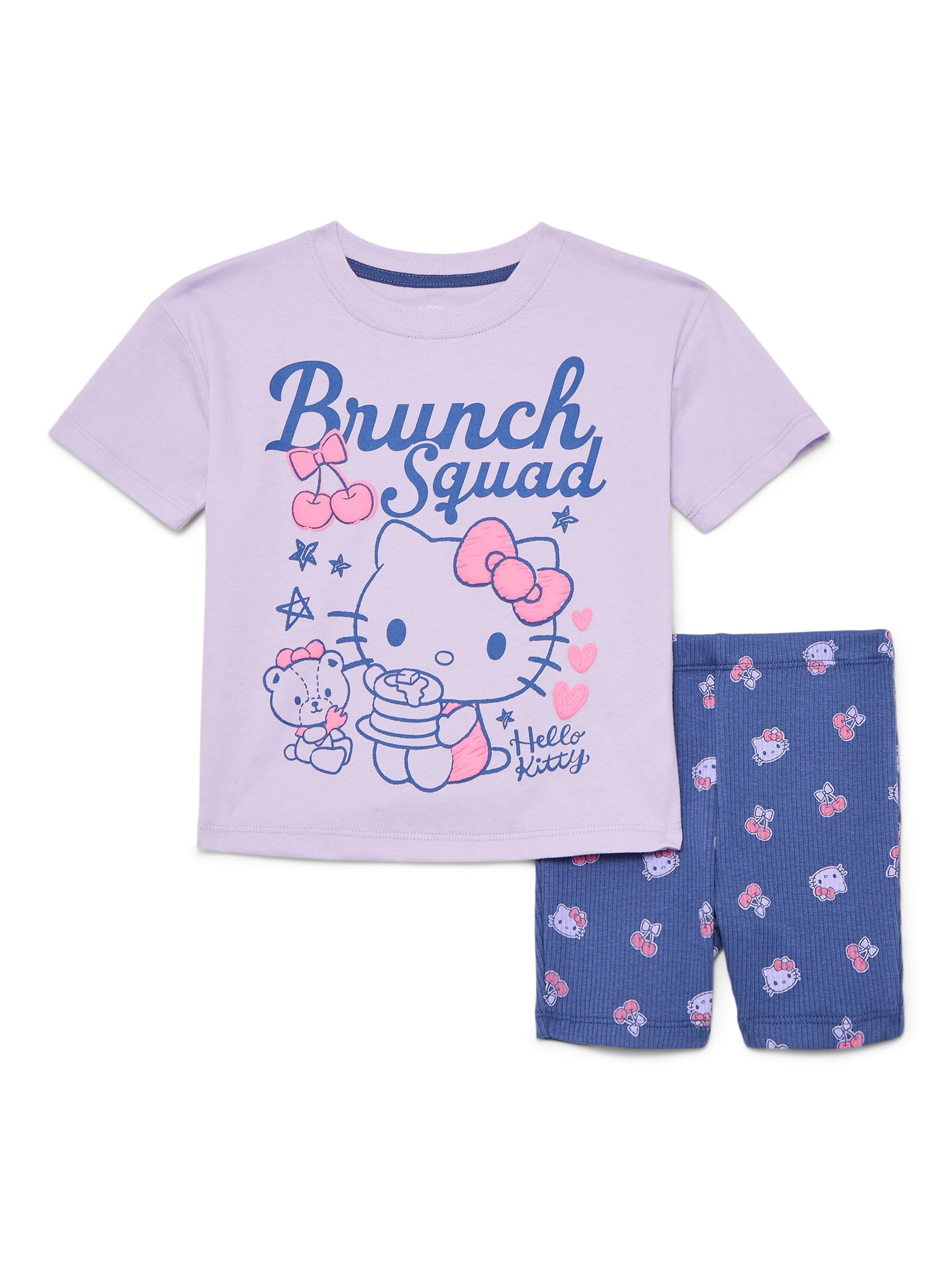 Hello Kitty Toddler Girls Graphic Tee and Bike Shorts Set, 2-Piece, Sizes 12M-5T