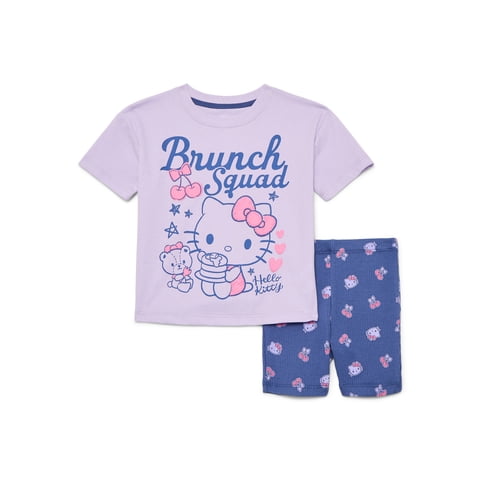 Hello Kitty Toddler Girls Graphic Tee and Bike Shorts Set, 2-Piece, Sizes 12M-5T