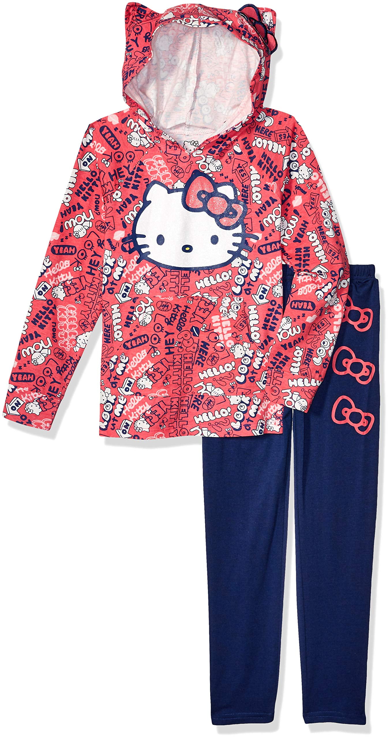 Hello Kitty Toddler Girls 2 Piece Hoodie and Pant Legging Set, Pink, 3T