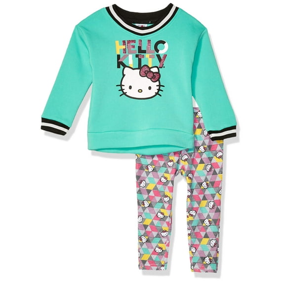 Hello Kitty Toddler Girls 2 Piece Sweatshirt and Pant Legging Set, Mint, 3T
