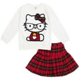 thumbnail image 1 of Hello Kitty Toddler Girls Fleece Sweatshirt and Skirt Plaid White / Red 4T, 1 of 5