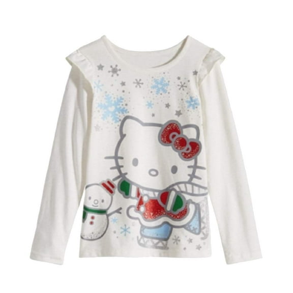 Hello Kitty Little Girls Graphic Print Ruffled T-Shirt White 4
