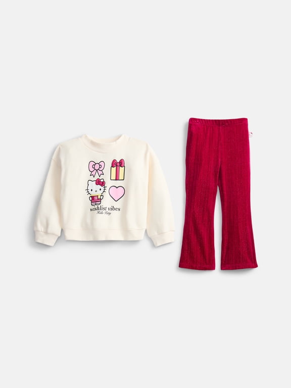 Toddler Girls Graphic Tunic and Sparkle Velour Pants, 2-Piece, Sizes 12M-5T