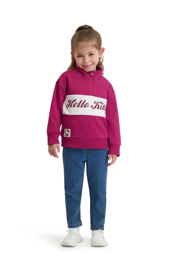 Toddler Girls Quarter Zip Top, Sizes 12 Months - 5T