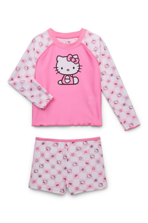 Character Toddler Girl Long-Sleeve Rash Guard and Swim Short Set, 2-Piece, Sizes 12M-5T