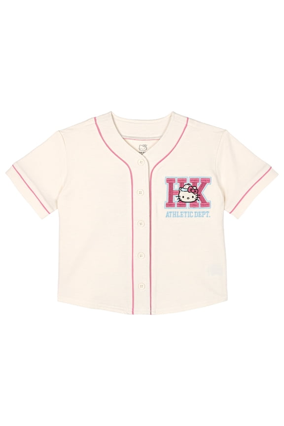 Toddler Girls' Short Sleeve Graphic Baseball Jersey Top Cream Hello Kitty
