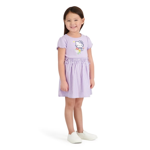 Hello Kitty Toddler Girls Woven Short Sleeve Dress, Sizes 12 Months-5T