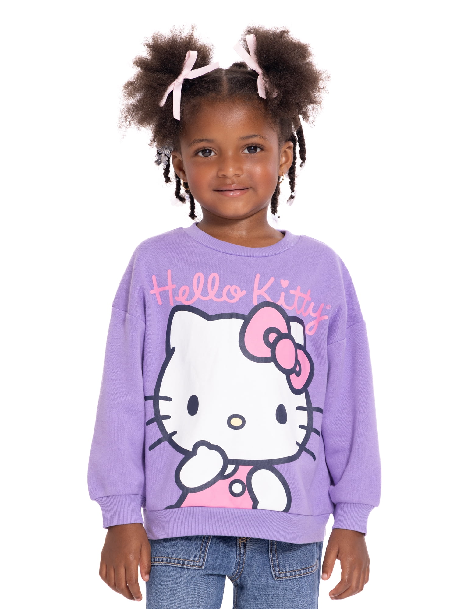 Hello Kitty Toddler Girls Graphic Crewneck Sweatshirt with Long Sleeves, Sizes 12M-5T