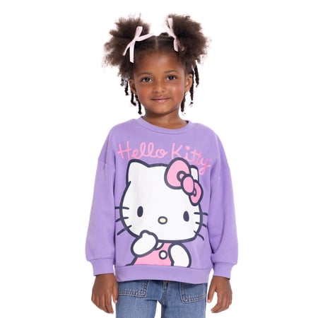 Hello Kitty Toddler Girls Graphic Crewneck Sweatshirt with Long Sleeves, Sizes 12M-5T