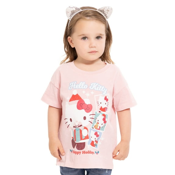Hello Kitty Toddler Girls Holiday Graphic Tee with Short Sleeves, Sizes 12M-5T