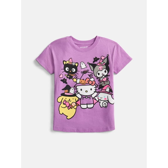 Hello Kitty Toddler Girls Halloween Crewneck Tee with Short Sleeves, Sizes 12M-5T
