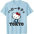 thumbnail image 1 of Hello Kitty Tokyo Japanese Language T-Shirt, Cute Tee For Men Women Cat Lovers, Light Blue Color, Size L, 1 of 2