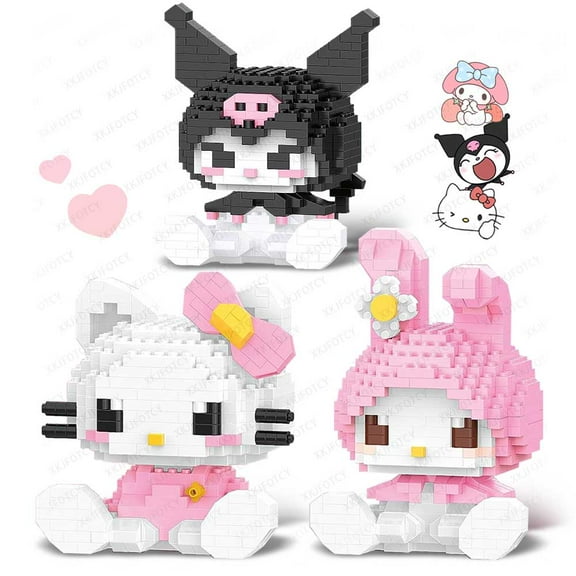 Hello Kitty Toy Blocks Set for Girls Mini Kuromi Building Blocks Toys, Cartoon Melody Building Blocks Anime Block Puzzles Kit, 3D Figures Toys Intelligence Education Gifts for Adult Kids